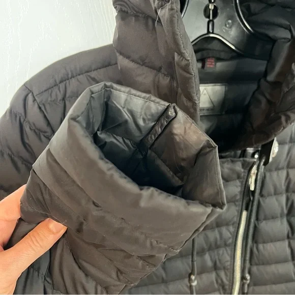 Atelier Noir Black Cortina Coat Quilted Jacket Duck Down Lamb Leather Trim Large - Picture 5 of 16